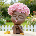 Face Planters Pots Head Planter, Air Plant Holder, Funny Plant Pots, Cute Small Succulent Flower Pot with Drainage for Indoor/Outdoor Plants, Home Garden Gift for Plant Lover, Unique Vase Art Decor 7"