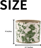 Set of 2 Vintage Ceramic Planters with Drainage Hole, Indoor Flower Pots for Outdoor Garden, Plant Vases, Green Tuscan Planter Set for Home, Gardening, Christmas Decor
