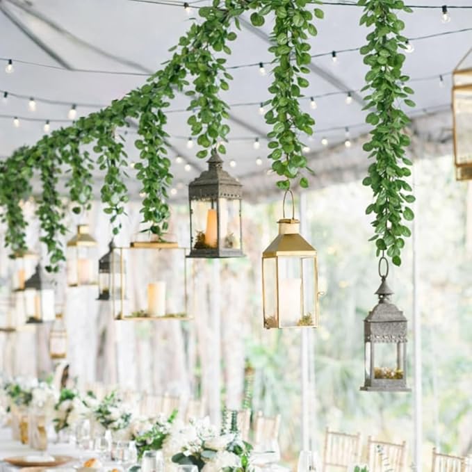 24 Pack 168 Ft Fake Vines for Room Decoration Greenery Garland Artificial Hanging Plants Faux Green Leaves Wall Vine for Bedroom Ceiling Cottage Core Wedding Garden Party Decor