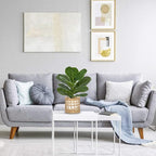 Briful Fake Plants Potted Plant Artificial Realistic Houseplant in White Ceramic Vase Wrapped Woven Pot, Fiddle Leaf Fig Faux Plant Indoor for Home Farmhouse Wedding Tabletop Shelf Decor