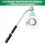 RESTMO Long Watering Wand, 24 Inches Gentle Soft Full Shower Sprayer Wand with Thumb Flow Control, Heavy Duty Metal Hose Wand for Hanging Baskets, Shrubs, Plants, Flowers, Garden and Lawn, Silver