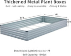 Meberam 2 Pack 6x3x1FT Galvanized Raised Garden Beds Kit Outdoor Metal Gardening Planter Box for Vegetable Elevated Flower Herbs,Gray