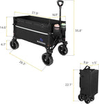 ROSONG Collapsible Wagon Cart with Wheels Foldable - Folding Utility Heavy Duty Wagons Carts for Grocery Sports Garden Shopping Camping Wheelbarrows (Black, 120L)