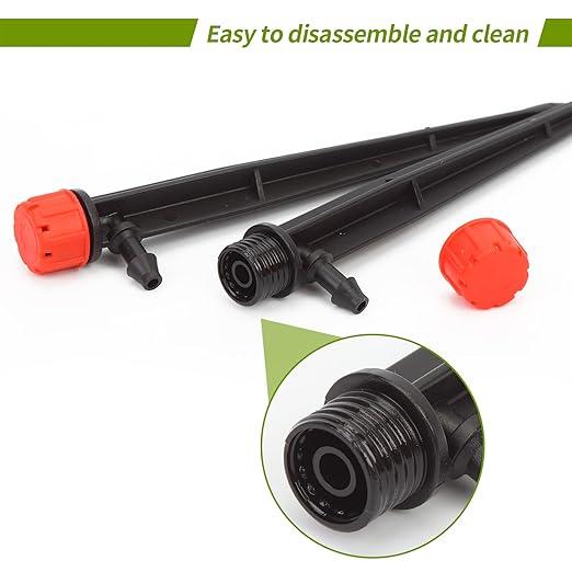 100 pcs Drip Emitters for 1/4" Drip Irrigation Tubing, Adjustable 360 Degree Water Flow Drippers for Drip Irrigation on 5" Arrow Stake for Garden Watering System Flower Plant