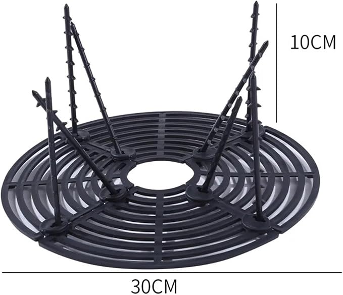 Plant Pot Grids 4PCS Plant Pot Soil Guard with Nails Grid Flower Cover Baby Safety Mouse Protector Repel Cats(Black Round 30cm)