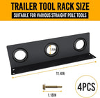 Utility Trailer Tool Rack, Shovel Holder for Truck, 4Pcs 3 Hole Tool Rack Rake Shovel Holder Landscape Hand Tool Accessories for Trailer Truck