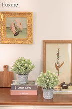 2 Pack Small Desk Plants, Artificial Bathroom Plants Decor with Flower in Vintage Melamine Pots, Faux Plants Indoor for Shelf Decor in Home Office, and Spring Decor (Ivory White)