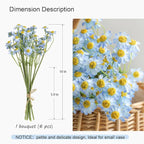 Small Blue Daisy Flowers Artificial - 6 Bouquet/36Pcs,10 Inch Mini Fake Daisies for Spring Home Decor,Wedding,Party,Table Centerpiece,Event Decor