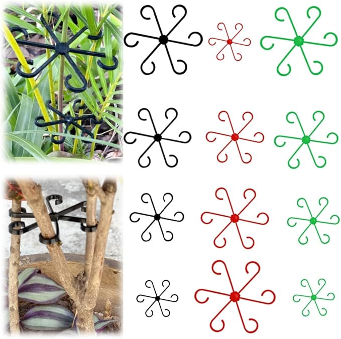 12 PCS Plant Stem Support, Plant Stakes for indoor Plants Plant Clips for Climbing Plants, Plastic Monstera Plant Support Accessories for Potted indoor Plant in Various Growth Stage(4 Sizes, 3 Colors)
