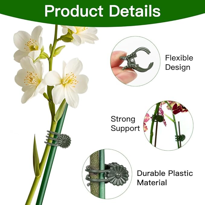 Plant Clips Orchid Clips 200 PCS Plant Clips for Climbing Green Plants Orchid Clips for Plants Support Garden Clips Plant Support Clips Vine Clips Plant Clips for Outdoor Plant Support Stem Vine Stalk