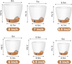 QRRICA Plant Pots 8/7/6.5/6/5.5/5 Inch Self Watering Pots, with Drainage Holes and Saucers,Water Level Indicator & Deep Reservoir,Large Plastic Planter for Indoor Out Door Plants (White)