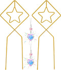 eZAKKA 17.3in Small Trellis for Potted Plants, Trellis for Climbing Plants Indoor Vine Ivy Flower Support with 2PCS Crystal Suncatcher, Gold, Pattern 04