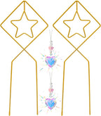 eZAKKA 17.3in Small Trellis for Potted Plants, Trellis for Climbing Plants Indoor Vine Ivy Flower Support with 2PCS Crystal Suncatcher, Gold, Pattern 04