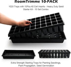 RooTrimmer 10 Pack 1020 Seed Starter Trays and 10 Pcs 40 Cell Plug Trays, Thick Durable Seedling Plastic Nursery Tray for TD542 1020 Tray Germination (10 Sets)
