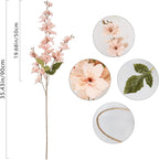 6PCS Silk Delphinium Artificial Flower Lifelike Silk Larkspur Flowers Plant 35.43" Long Stem Blossoms Fake Flowers for Tall Vase Floral Arrangements Home Table Wedding Decor(Champagne Pink)