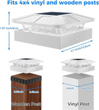 Peasur 4x4 Solar Post Cap Lights Outdoor with 3 Modes, 16 Packs White Fence Light Solar Powered Waterproof, Wood/Vinyl Deck Post Lights for Yard Garden Patio Porch Outside