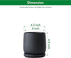 D'vine Dev 4 Inch Ceramic Beaded Stoneware Planter Pot - Flower Pot with Drainage Holes and Saucers for Indoor Succulent Plants or Flowers, Ebony Matte, 27-C-Z-6