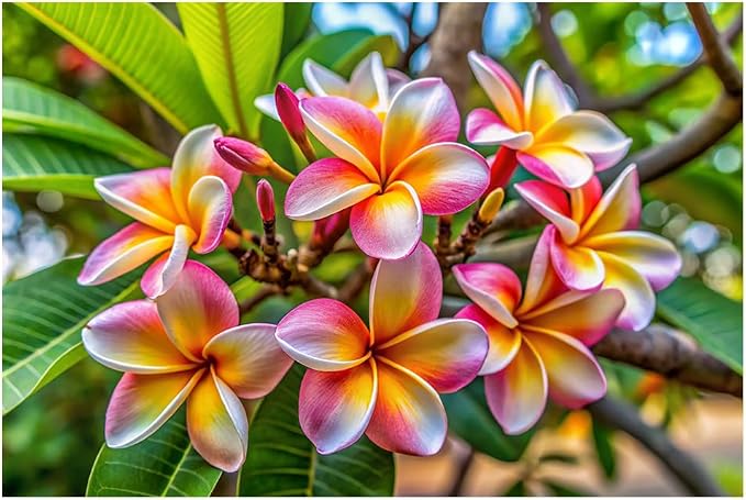 Mixed Color Plumeria Seeds for Planting Tropical Frangipani Rainbow Flower Seed Easy to Grow Colorful Blooms Perennial Patio Balcony Garden Rubra (25, Plumeria Seeds)