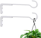 Saffruff 8 Inch 2 Pack White Heavy Duty Outdoor Plant Hangers, Iron Hanging Plant Brackets for Hanging Plants Outside, Metal Plant Hooks Plant Wall Hooks for Hanging Lantern, Bird Feeder