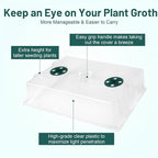 YoleShy 5 Packs Seed Starter Tray with Dome Reusable Plastic Plant Growing Trays with Humidity Domes Lids Thickened Sturdy for Seed Starting Germination Growing Seedling Propagation,14.5"x9"