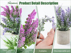 Plant Stand Indoor，3-Pack Lifelike Artificial Lavender ，Artificial Plants Indoor, Nordic Lavender Table Decor，Biodegradable Pot,Suitable for Home and Office Décor