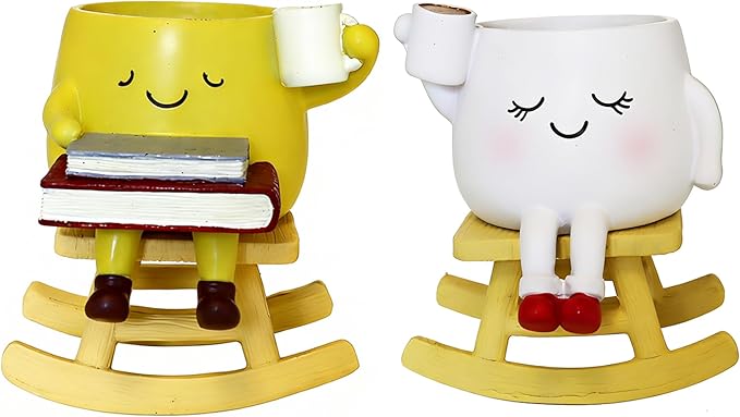 Dolkgy Cute Plant Pots Face Planters Set, Fun Head Planters Cactus Succulent Pots for Indoor Outdoor Plants, Unique Flower Vase Gift Kit for Plant Lover
