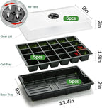 24XL Cell Seed Starter Tray with Dome, 5-Pack 2" Plug Seedling Trays (Total 120 Cells), Plant Germination Tray with Humidity Vented Lid and Base, Mini Propagator Plant Greenhouse for Seed Growing