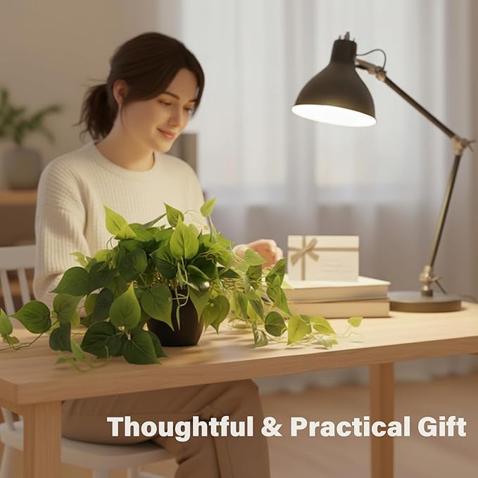 Tiita 1 Pack Fake Plants Artificial Scindapsus Aureus in Pots, Realistic Fake Greenery Potted Plants for Home Office Desk Window Sill Bathroom Bedroom Outdoor Indoor
