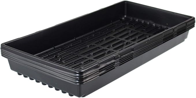 9GreenBox 5 Pack of Durable Black Plastic Growing Trays (with Holes) 21" x 11" x 2" - Planting Seedlings, Flowers, Wheatgrass