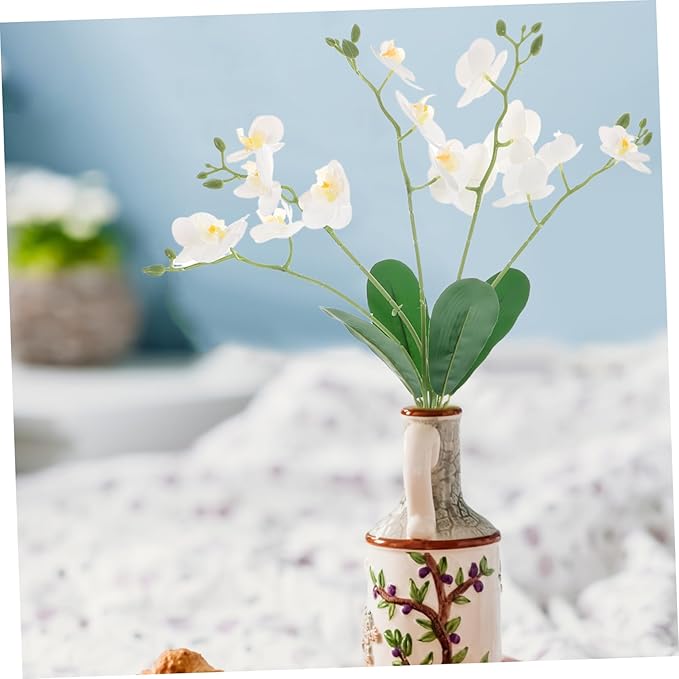 Cabilock Real Touch Artificial Orchids Long Stem Phalaenopsis for Home Decor Butterfly Branches Faux Stems Elegant Orchids Living Fake Flowers Decorative Flower Branches