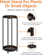 Amazon Basics Two-Tier Indoor Outdoor Metal Round Plant Stand for Multiple Plants, Rustproof Flower Holder with Plant Shelf, Black