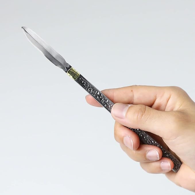 Wazakura Carbon Steel Spear Shaped Bonsai Jin Chisel 7.2 inches (185 mm) Made in Japan, Deadwood Carving Tool, Japanese Shari Bark Scraper, Detail Woodworking Gouge - Silver