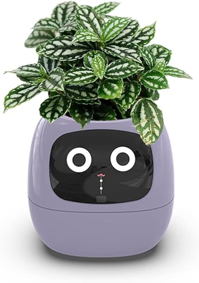 Smart Flowerpots,Smart Pet Planter,Ai Planter,Intelligent Flowerpots,Multiple Expressions,7 Smart Sensors, And Ai Chips Make Raising Plants Easy And Fun For Living Room,Desk,Plant-free (Purple)