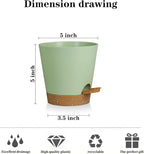 5 Pack 5 inch Self-Watering Pots, African Violets Planter with Drainage Holes and Reservoir, Green Brown Plastic Planter for Indoor Outdoor Plants Flowers and Houseplants Green Brown, 5 inch 5 pcs