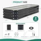 4 in 1 Galvanized Raised Garden Bed - 6x2x1ft (2Packs) Modular Planter Box Outdoor | Metal Raised Bed Kit with Bracing Rods for Gardening Vegetables Flowers Fruits Herbs (Dark Grey)