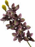 4pcs Artificial Cymbidium Orchid Flower Plant 3D Print Vanda 10 Heads Latex Phalaenopsis Flower (Brown Purple)