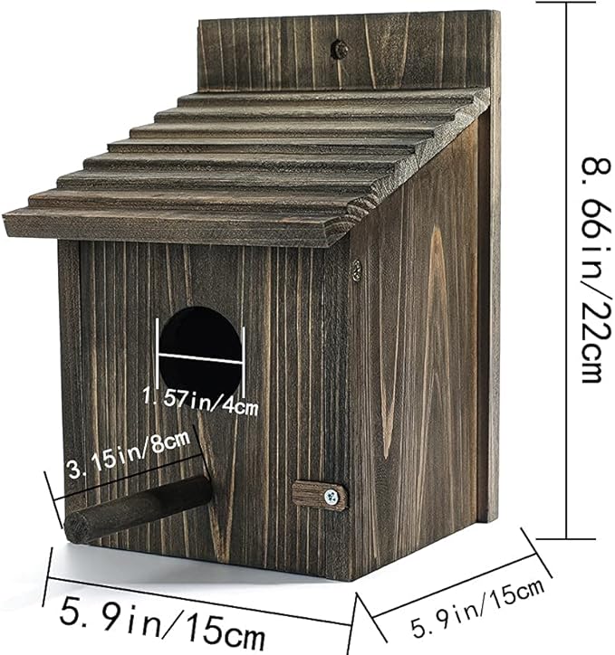 NATUREYLWL Weatherproof Bird House, Wooden Bird Houses for Outside with Pole, Durable Birdhouse for Finch, Bluebird, Cardinals, Hanging Birdhouse Garden Country Cottages
