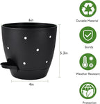 Vanslogreen 6 Inch Orchid Pots with Holes, 2 Pack Self Watering Planters for Orchids Plastic Orchid Pot Plant Flower Pots for Orchids Indoor Outdoor (Black)