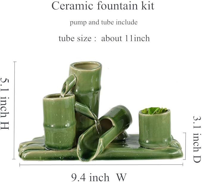 Ceramic Accents Water Fountain & Pump Kit – 9.5 inch DIY Indoor/Outdoor Garden Water Feature kit - Fits 10-15 inch Bowl (not Included) (Small Size 9.5in L)