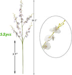White Silk Flowers in Bulk Wholesale Artificial Orchids, 12 Pcs (Each 38.5”), for Wedding Festive Party Home Office Decoration, No Include Vase