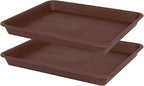 VUWEZ 2 Pack Rectangular Plant Saucer, Heavy Sturdy Seed Starting Nursery Trays for Indoors No Holes, Growing Starter Tray (17.5"x10.6", Chocolate)