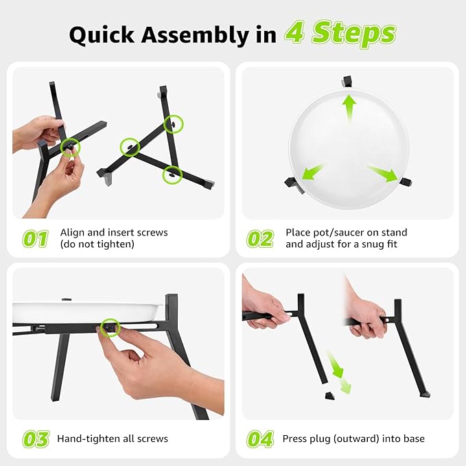 Adjustable Plant Stand Indoor - Modern Anti-Rust Metal Plant Stand, Heavy Duty Plant Stands Outdoor Corner, Fits 8.2 to 11 Inches Pots, Stable Plant Pot Flower Holder for Multiple Plant, Black - 1 Pack
