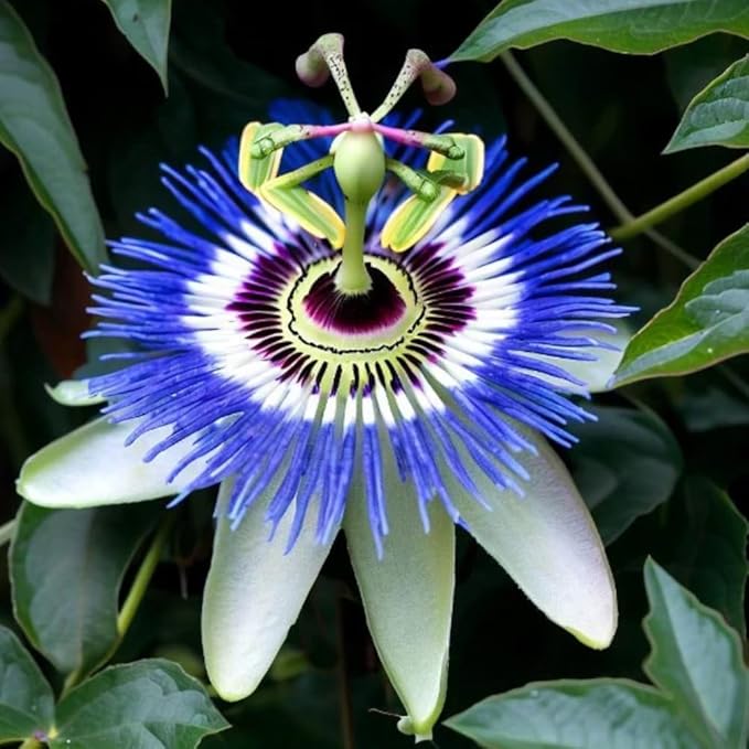 Passion Flower Plant Live, Passiflora Flowering Vine, Trailing Passion Flowers 4 to 8 Inch Tall (Rare Blue)