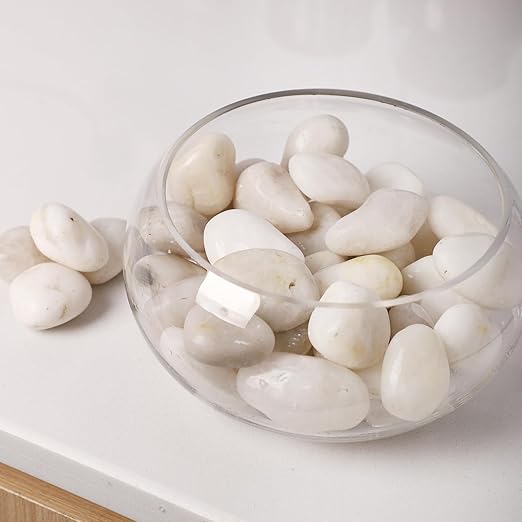 11LB River Pebbles Polished Gravel for Plants Natural White Plant Stones River Rocks 3/4-1 5/8 Inch River Stones for Landscaping Small Pebbles for Crafts