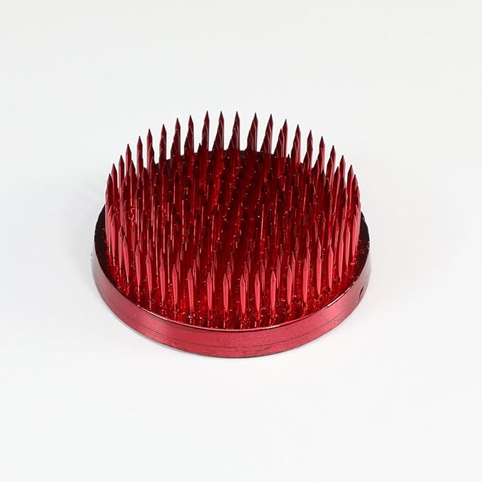 Wazakura Ikebana Color Kenzan - Japanese Flower Holder, Made in Japan, Floral Arranging Pin Frog, Round (Red - 63mm)
