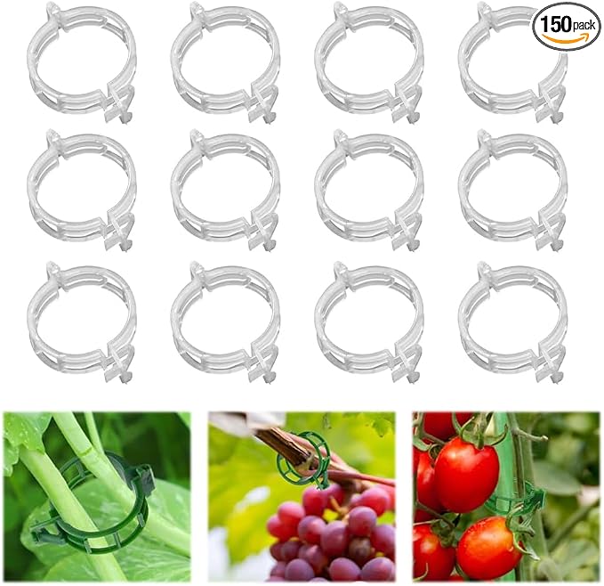 100pcs Plant Support Clips for Climbing Plants, Reusable Plastic Trellis Clips for Tomato, Grape Vine, Vegetables, Garden Fixing Clips (150, White)