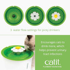 Catit LED Flower Fountain with Triple Action Filter, Cat Drinking Water Fountain, 3 L