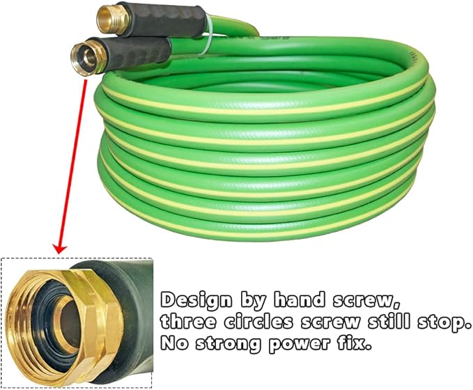 HQMPC Garden Hose Garden Water Hose 50 ft Non Kinking Heavy Water Hose with Brass Hose Fittings (5/8"IDx50'(50 FEET) With 1 Pcs 10 Patterns Hose Nozzle Spray Nozzle