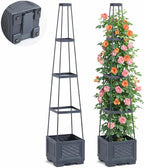 2PCS Rolling Raised Garden Bed Tomato Planter with Trellis, 57" Self-Watering Tomato Cage Planters Box for Climbing Plants Vegetable Flower Patio Garden Balcony Outdoor & Indoor (with Wheels)