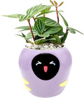 Smart Plant Pot with Expression, AI Intelligent Flower Pot for Indoor Decoration, Smart Garden Pot with Water/Light/Temperature Sensors, Ivy AI Planter (Purple（Big）)